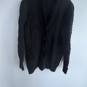 The Kooples Black Cable Knit Cardigan